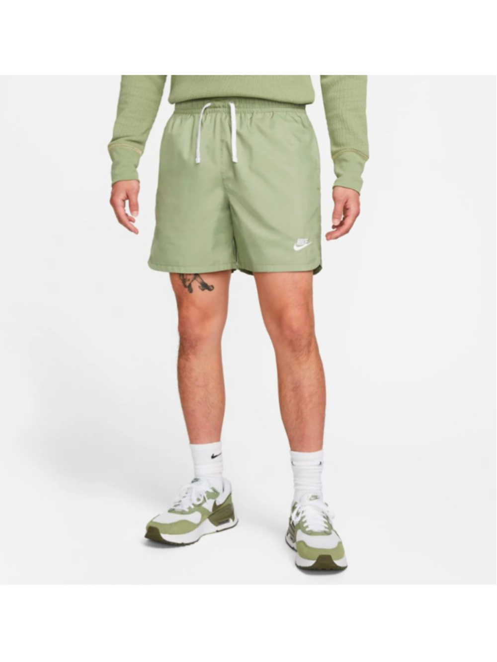 Nike Club Washed Flow Casual Woven 6" Shorts Oil Green DM6829-386 Men's Small